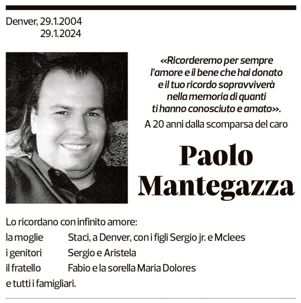 Annuncio funebre Paolo Mantegazza