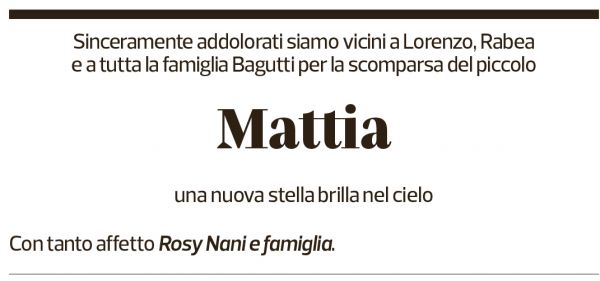 Annuncio funebre Mattia Bagutti