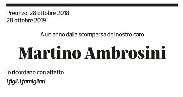 Annuncio funebre Martino Ambrosini