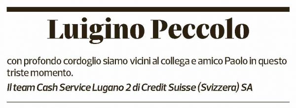 Annuncio funebre Luigino Peccolo