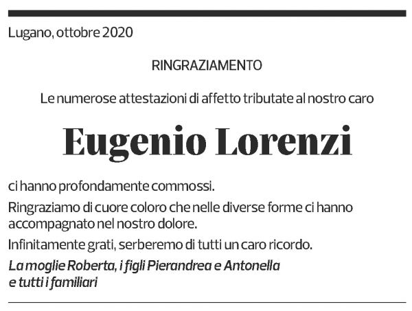 Annuncio funebre Eugenio Lorenzi