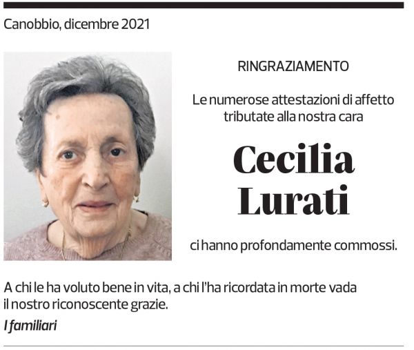 Annuncio funebre Cecilia Lurati