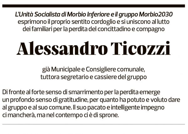 Annuncio funebre Alessandro Ticozzi