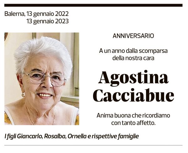 Annuncio funebre Agostina Cacciabue