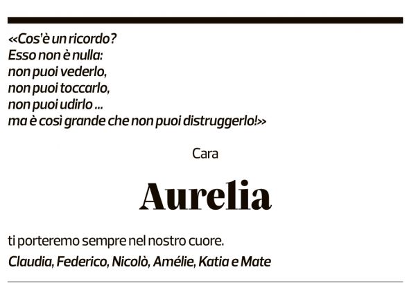 Annuncio funebre Aurelia Ceppi