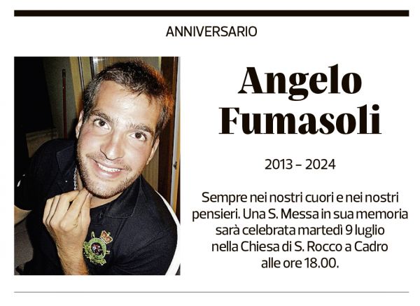 Annuncio funebre Angelo Fumasoli