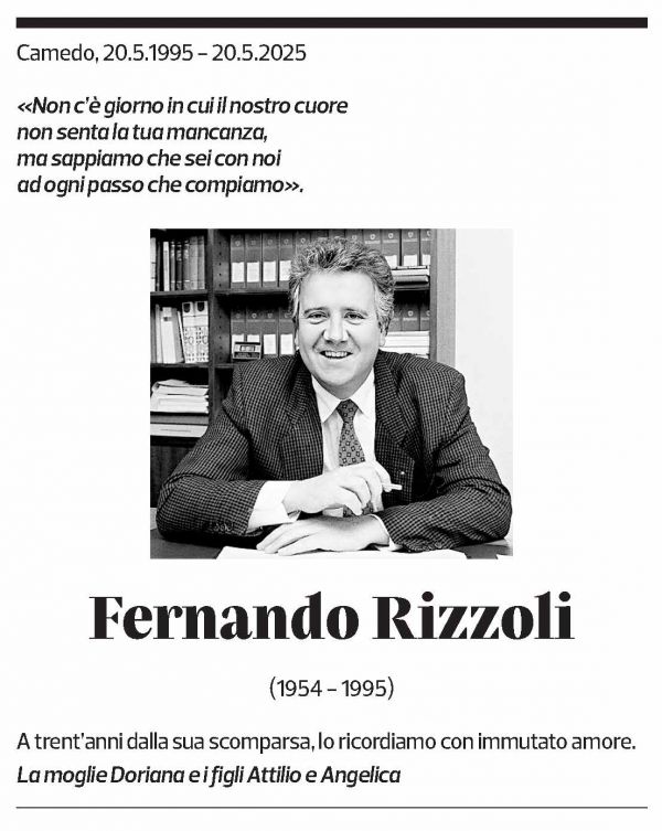 Annuncio funebre Fernando Rizzoli
