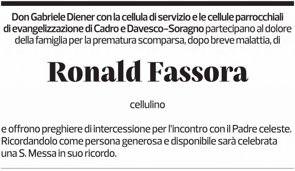 Annuncio funebre Ronald Fassora