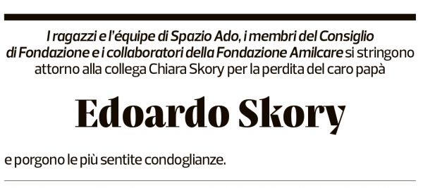 Annuncio funebre Edoardo Skory