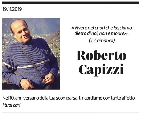 Annuncio funebre Roberto Capizzi
