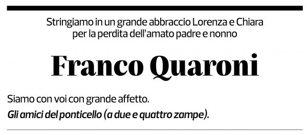 Annuncio funebre Franco Quaroni