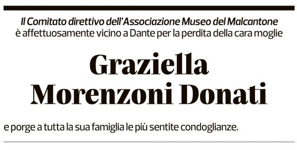 Annuncio funebre Graziella Morenzoni Donati