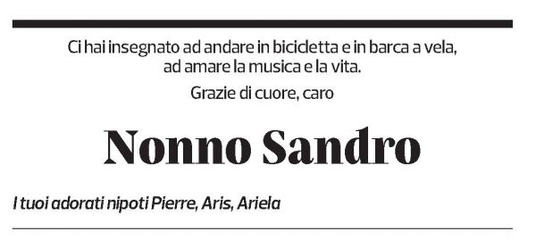 Annuncio funebre Sandro Simoni