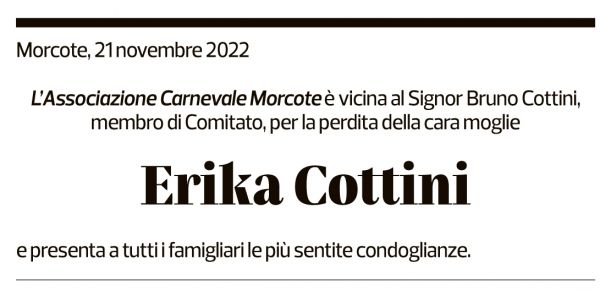 Annuncio funebre Erika Cottini