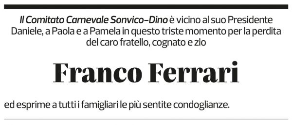 Annuncio funebre Franco Ferrari