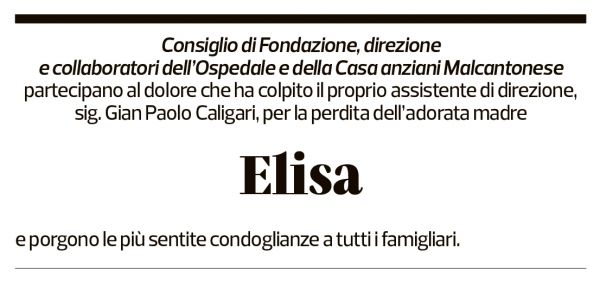 Annuncio funebre Elisa Caligari
