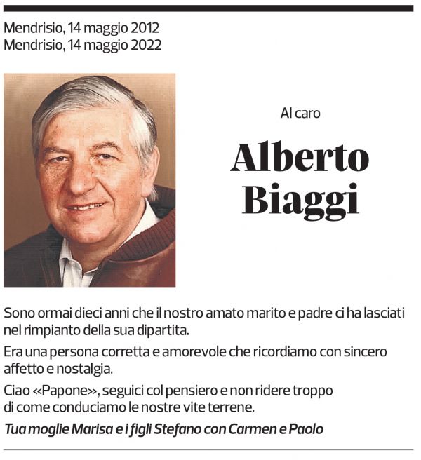 Annuncio funebre Alberto Biaggi