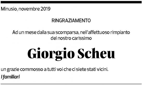 Annuncio funebre Giorgio Scheu