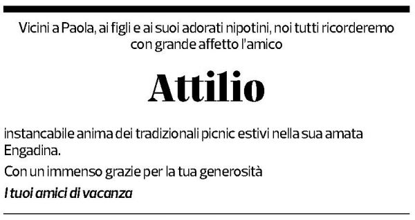 Annuncio funebre Attilio Bignasca