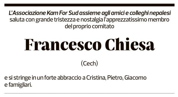 Annuncio funebre Francesco Chiesa