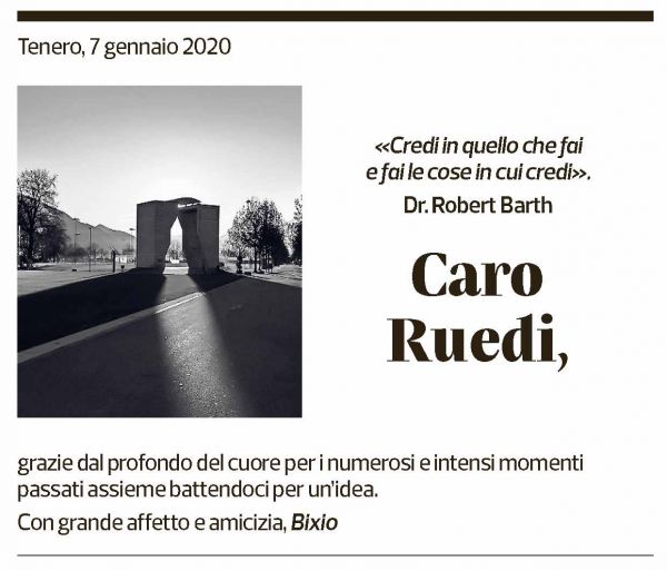 Annuncio funebre Rodolfo Feitknecht