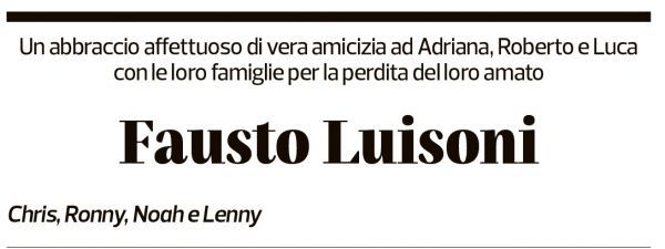 Annuncio funebre Fausto Luisoni