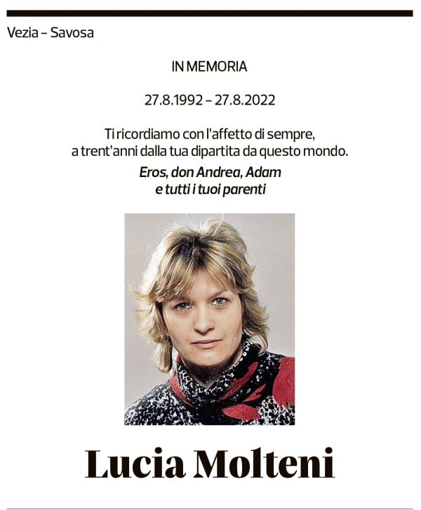 Annuncio funebre Lucia Molteni