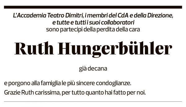 Annuncio funebre Ruth Hungerbühler
