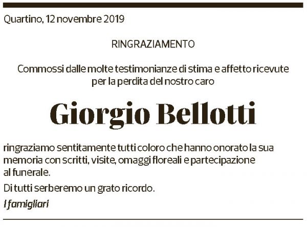 Annuncio funebre Giorgio Bellotti