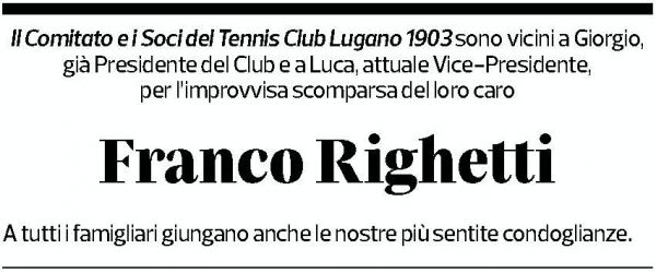 Annuncio funebre Franco Righetti