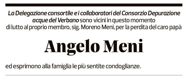 Annuncio funebre Angelo Meni