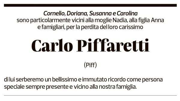 Annuncio funebre Carlo Piffaretti