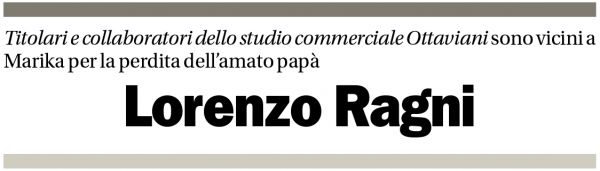 Annuncio funebre Lorenzo Ragni