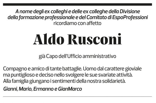 Annuncio funebre Aldo Rusconi