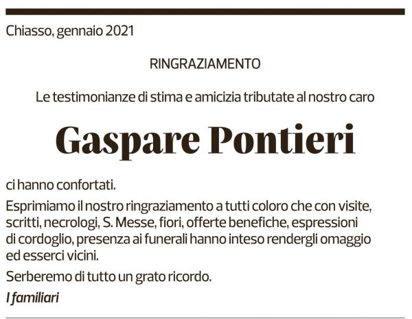 Annuncio funebre Gaspare Pontieri