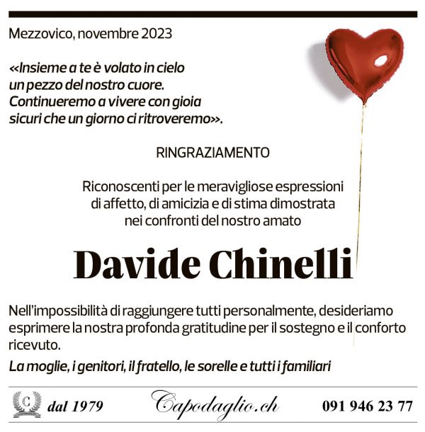 Annuncio funebre Davide Chinelli