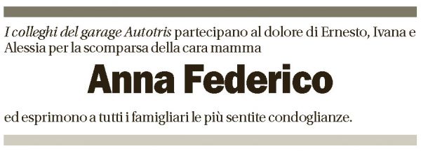Annuncio funebre Anna Federico