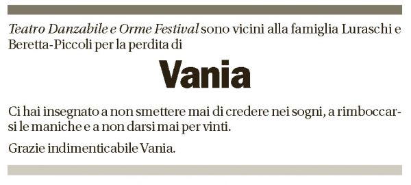 Annuncio funebre Vania Luraschi Beretta-piccoli