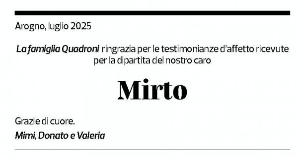 Annuncio funebre Mirto 
