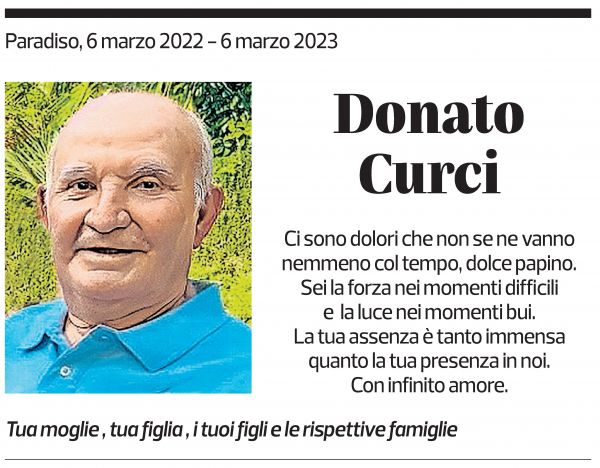 Annuncio funebre Donato Curci