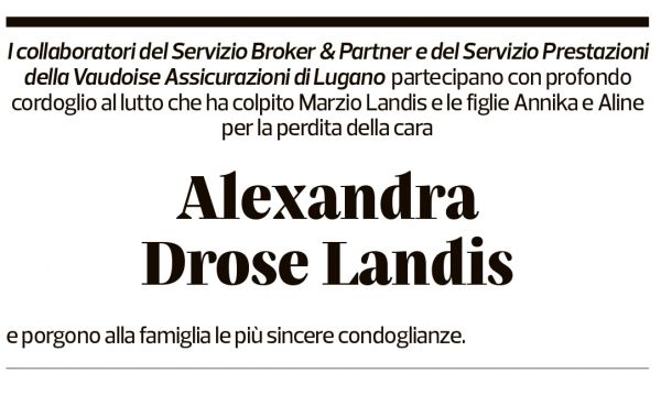 Annuncio funebre Alexandra Drose Landis