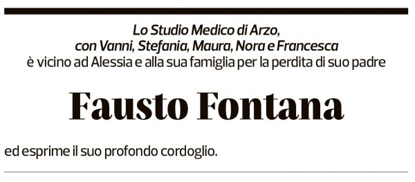 Annuncio funebre Fausto Fontana
