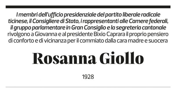 Annuncio funebre Rosanna Giollo