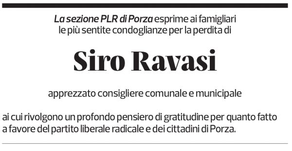 Annuncio funebre Siro Ravasi