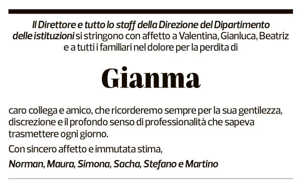 Annuncio funebre Gianmaria Pusterla