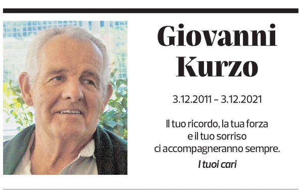 Annuncio funebre Giovanni Kurzo