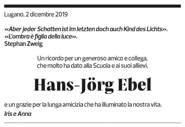 Annuncio funebre Hans-jörg Ebel