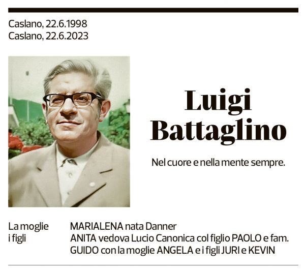 Annuncio funebre Luigi Battaglino