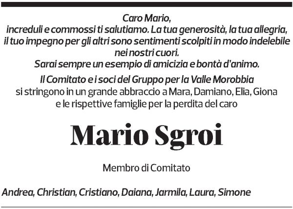 Annuncio funebre Mario Sgroi