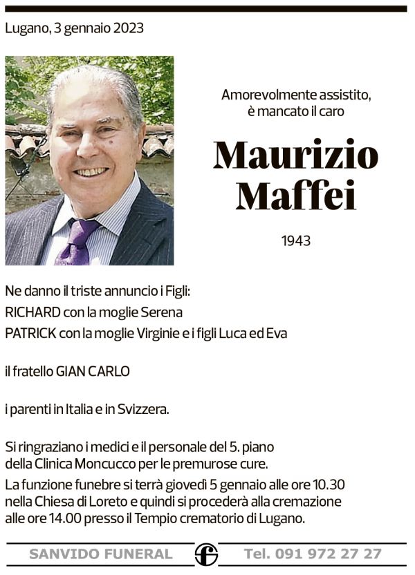 Annuncio funebre Maurizio Maffei